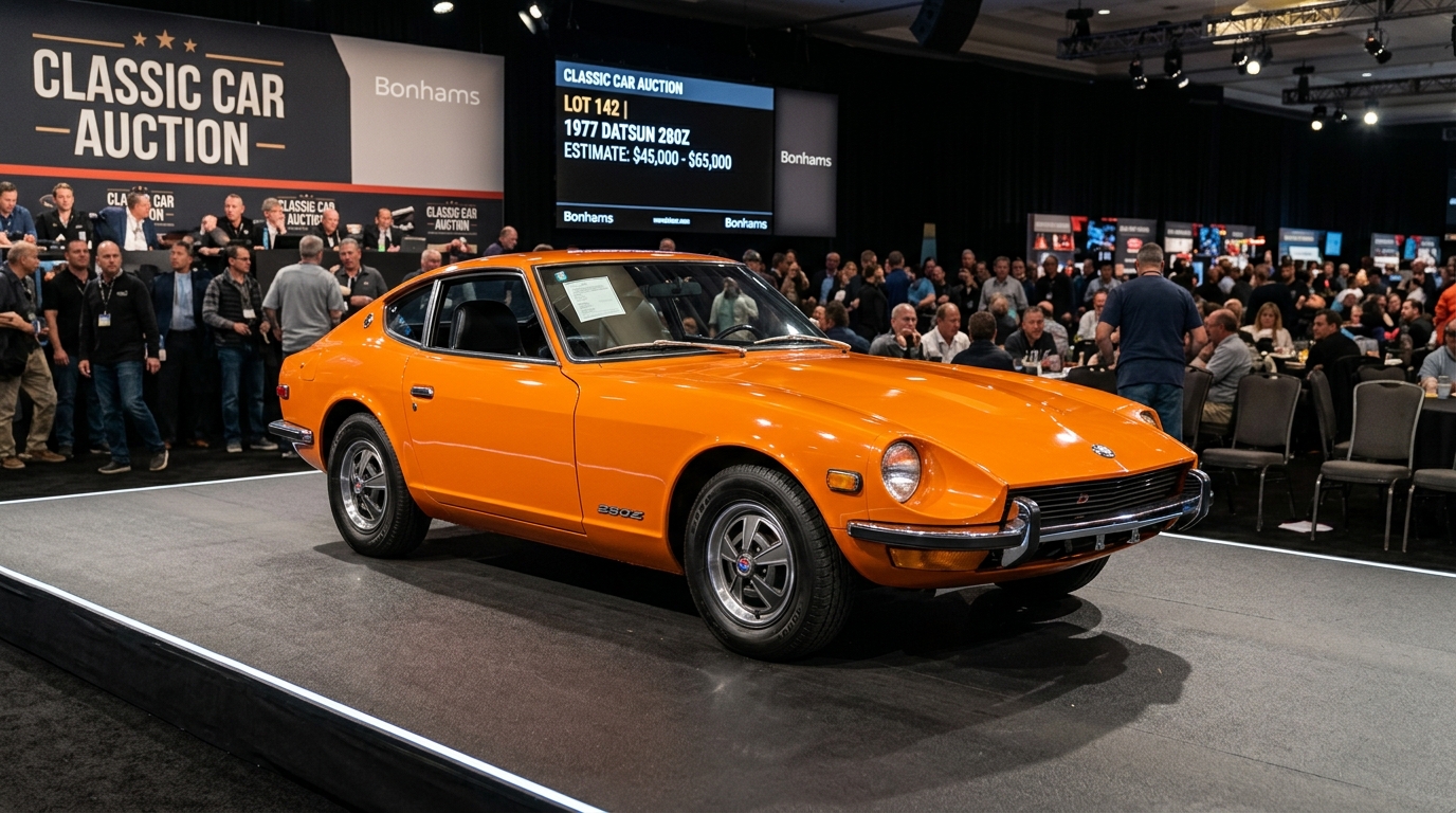 1977 Datsun 280Z on auction block showing 38% above estimates at Barrett-Jackson Q1 2026