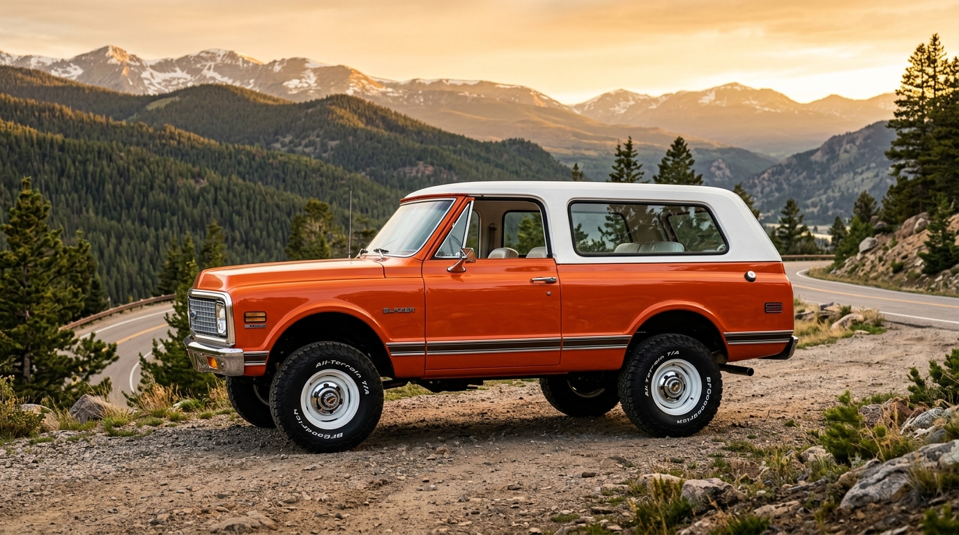 Chevrolet K5 Blazer in profile showing full-size 4x4 SUV design with removable fiberglass top