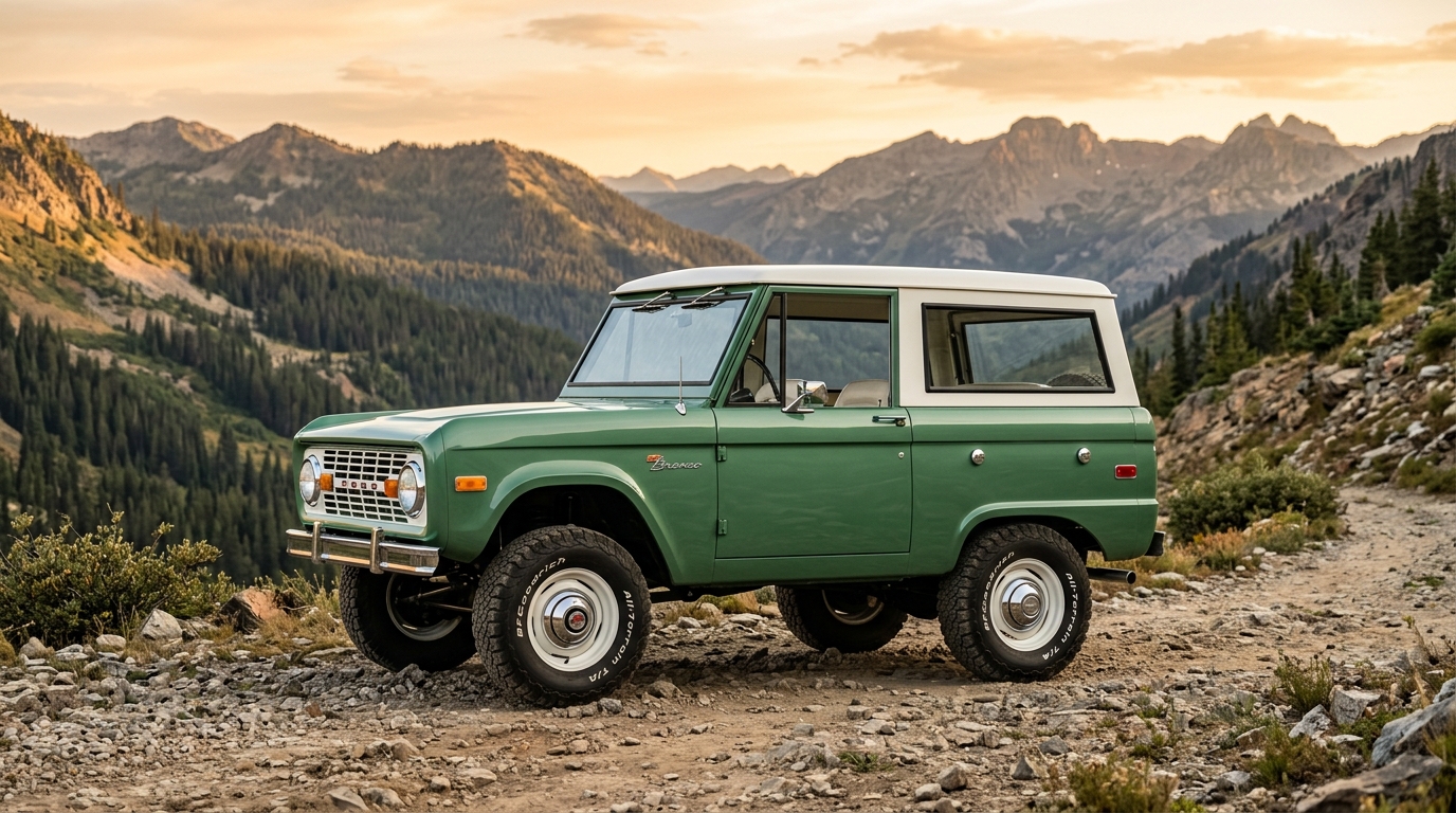 Ford Early Bronco in profile showing classic compact SUV styling