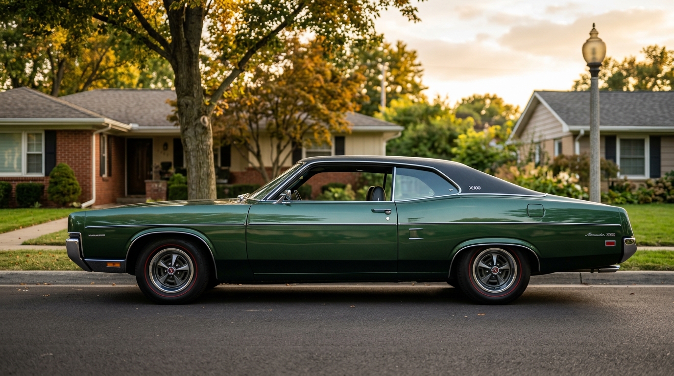 Mercury Marauder in profile showing full-size muscle car design with fastback roofline and big-block V8
